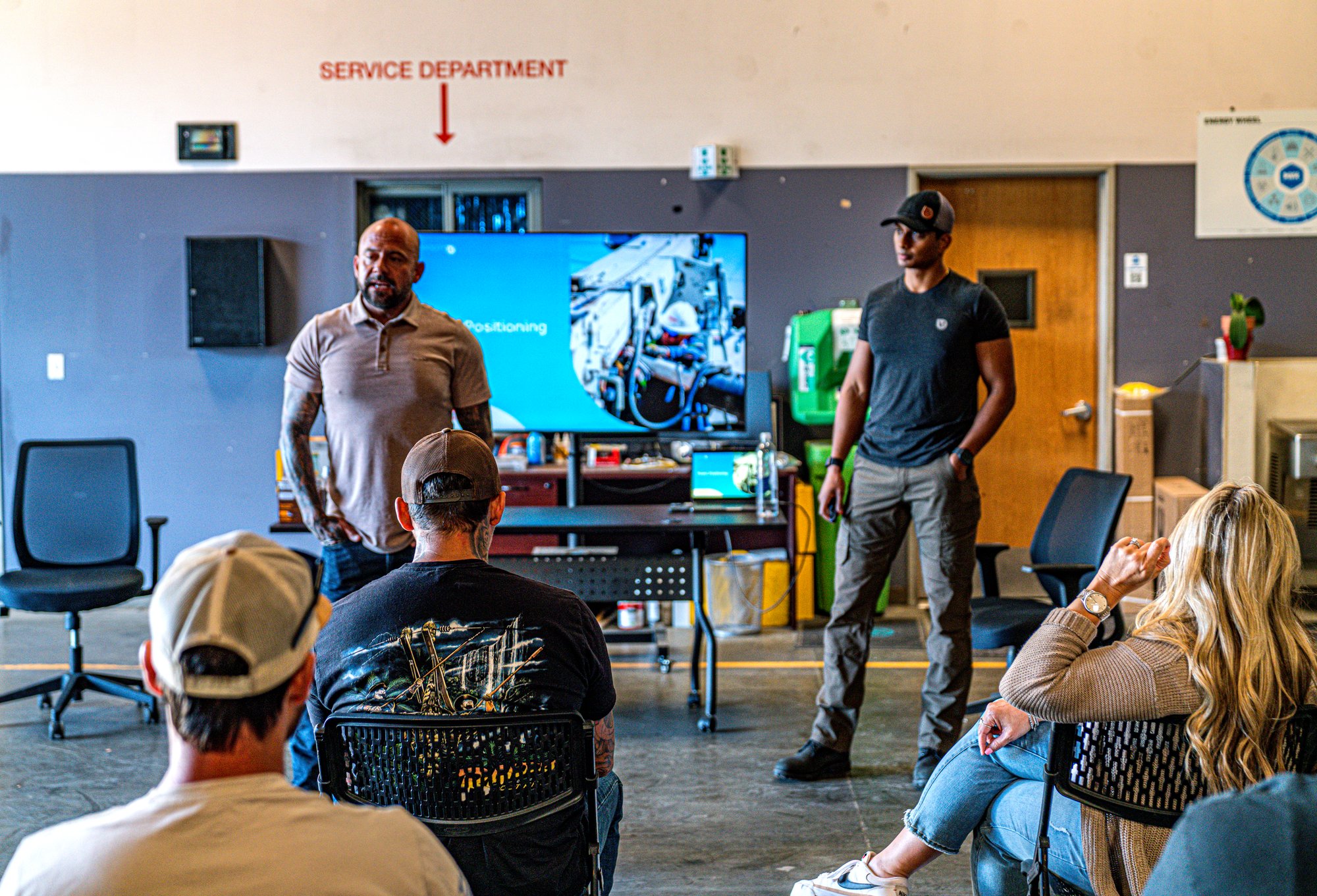 Nicholas Prasad with the Director of Safety at Sturgeon Electric before a workshop