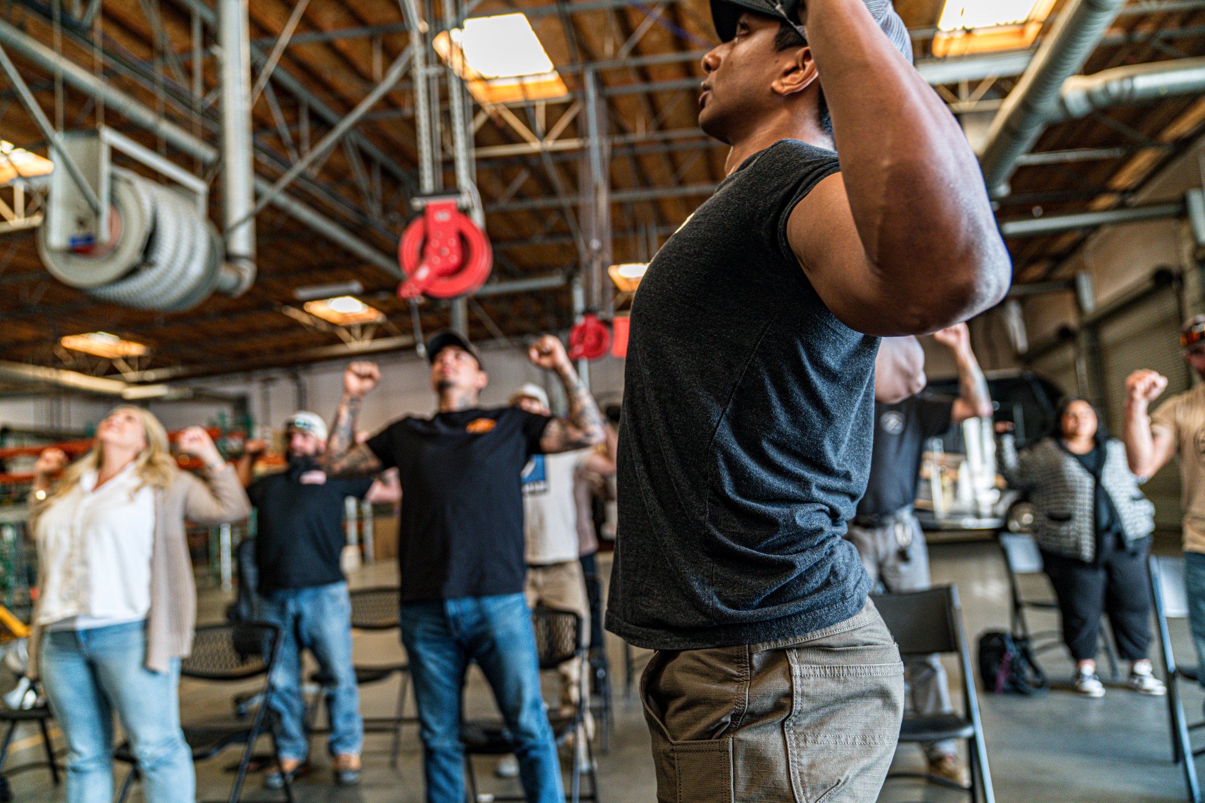 Industrial crew in a workshop session
